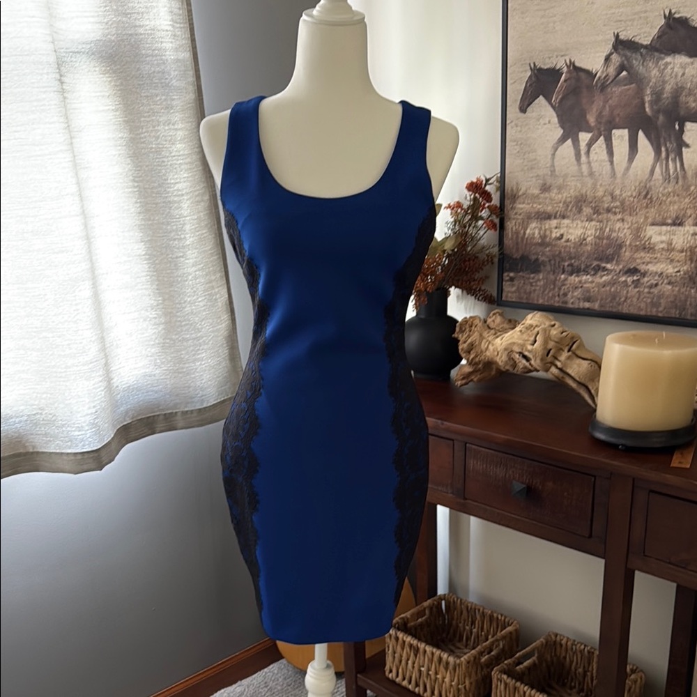 Guess Blue and Black Sleeveless Dress